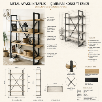 Metal Ayaklı Kitaplık