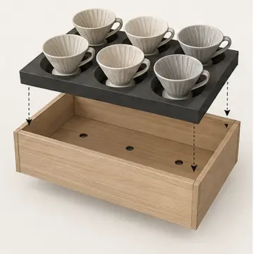 Yervina RAL 7036 Lake Çekilir Altı Kahve Dripper Yuvalı U Mutfak Dolabı