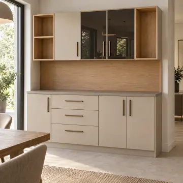 Delvoria 170 cm Çift Yön Nişli Reflekte Camlı Düz MDF Kahve Köşesi