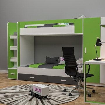 Melis Çalışma Masalı Dolaplı Ranza