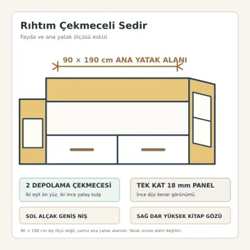 Rıhtım 90x190 Çekmeceli Sedir