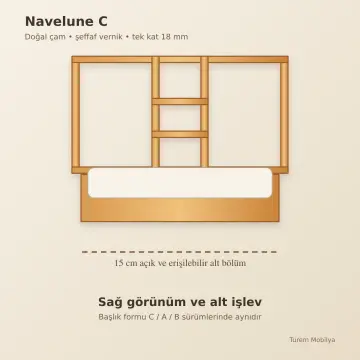 Navelune Doğal Ahşap Karyola