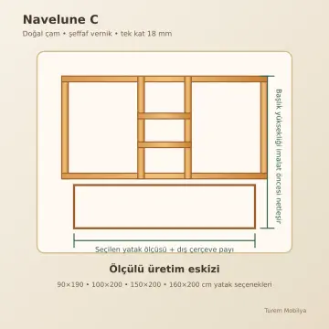Navelune Doğal Ahşap Karyola