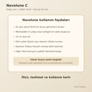 Navelune Doğal Ahşap Karyola