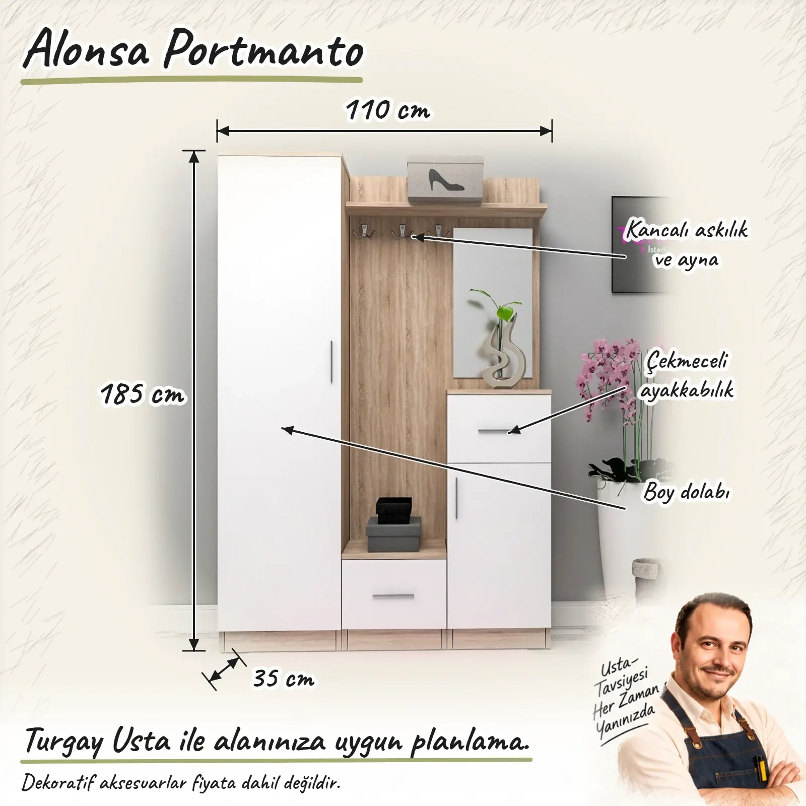 Alonsa Portmanto ölçülü Turgay Usta eskizi
