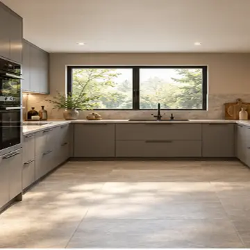 Cermina RAL 7037 Lake Çekilir Beş Kapaklı Servis Kâsesi Yuvalı U Mutfak Dolabı