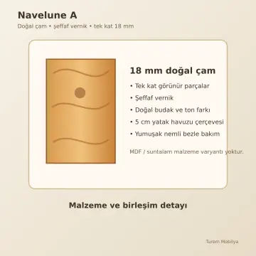 Navelune Doğal Ahşap Çekmeceli Karyola