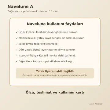 Navelune Doğal Ahşap Çekmeceli Karyola
