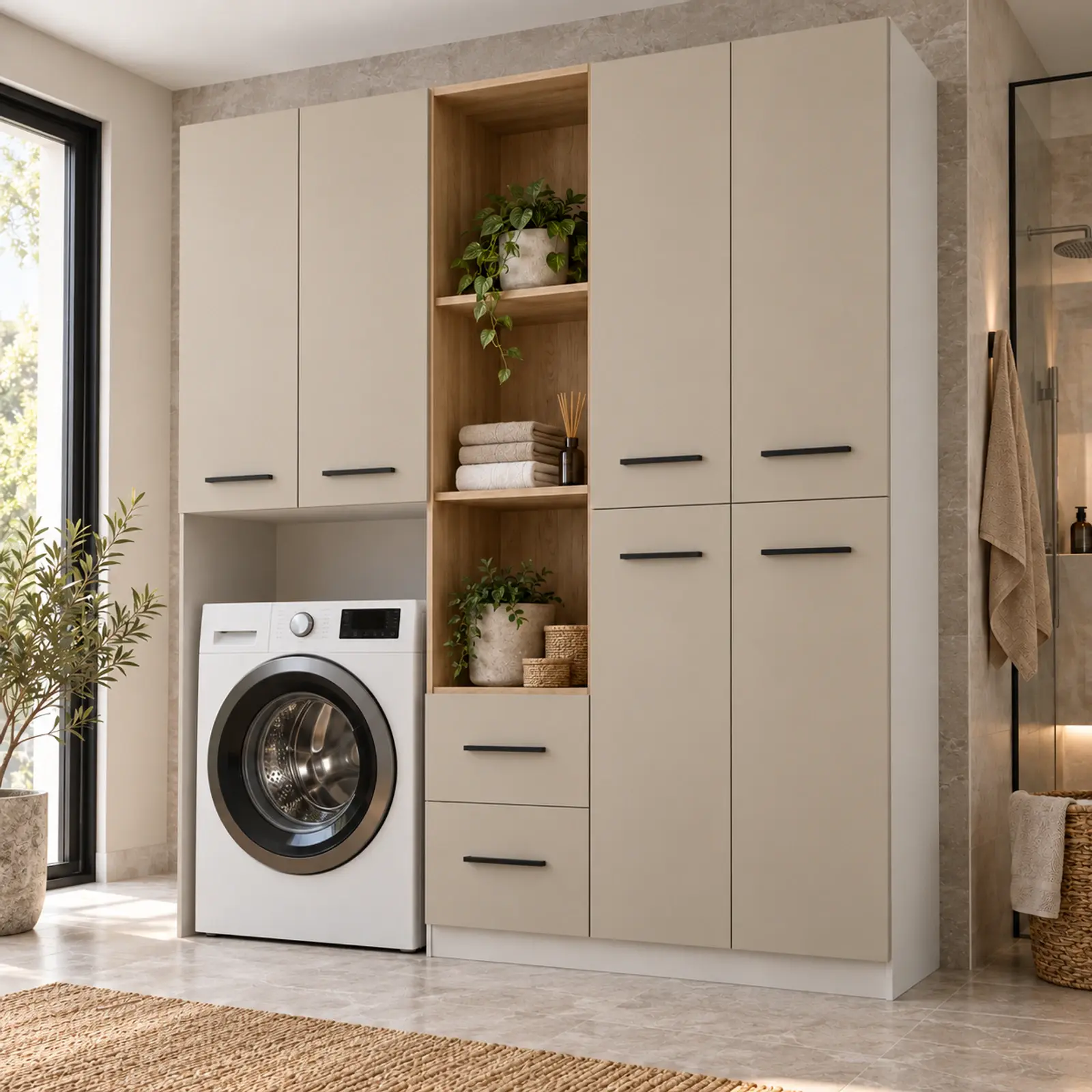 Seravina Membran Tek Makine, Havlu Kulesi ve Temizlik Dolabı 180 cm
