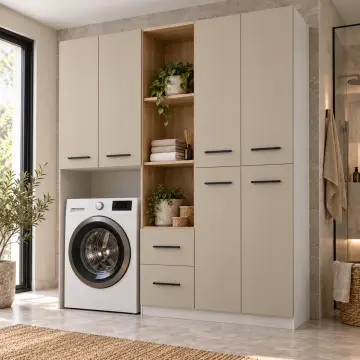 Seravina Membran Tek Makine, Havlu Kulesi ve Temizlik Dolabı 180 cm