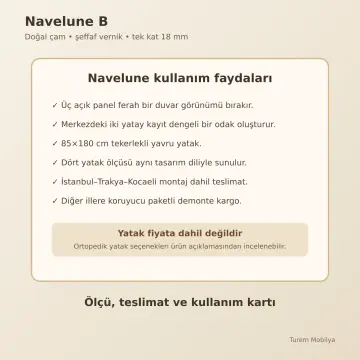 Navelune Doğal Ahşap Yavrulu Karyola