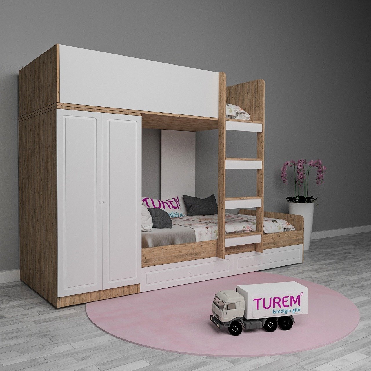 Meşe Dolaplı Ranza Membran Kapak