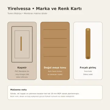 Yirelvessa Membran Yan Yana İki Makineli, Beş Açık Gözlü ve Üç Çekmeceli Depolama Dolabı 250 cm
