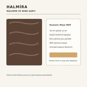 Halmira Dumanlı Meşe MDF Dikey Üç Fırın Taşı Bölücülü Paralel Mutfak Dolabı
