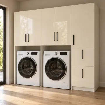 Darevya High Gloss Yan Yana Makine ve Kirli Sepet Kulesi 180 cm
