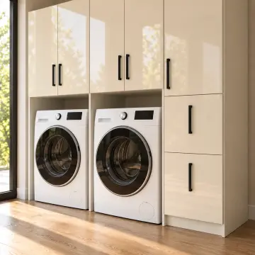 Darevya High Gloss Yan Yana Makine ve Kirli Sepet Kulesi 180 cm
