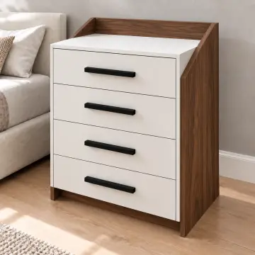 Yamaç 80 Dört Çekmeceli Şifonyer Mdf - Ceviz Beyaz