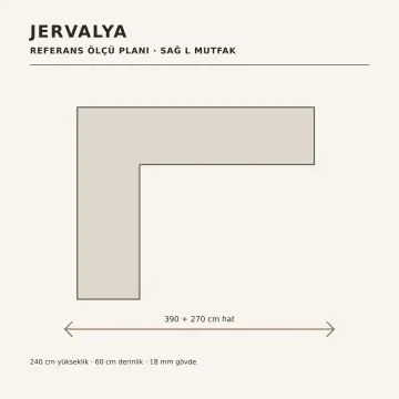 Jervalya Keten Krem Membran Kapak İçi Üç Katlanır Silikon Huni Klipsli Sağ L Mutfak Dolabı