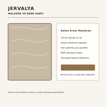 Jervalya Keten Krem Membran Kapak İçi Üç Katlanır Silikon Huni Klipsli Sağ L Mutfak Dolabı