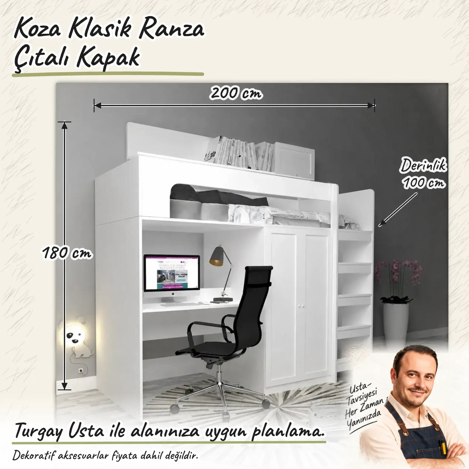 Koza Klasik Ranza Çıtalı Kapak Turgay Usta ölçülü eskiz