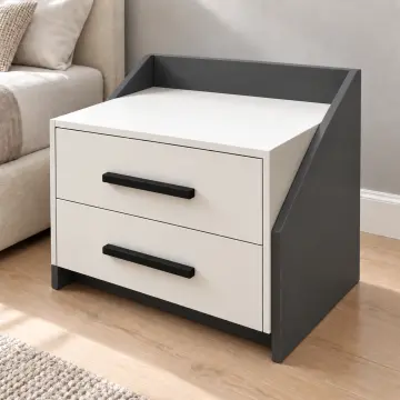 Yamaç 55 İki Çekmeceli Komodin Mdf - Antrasit Beyaz