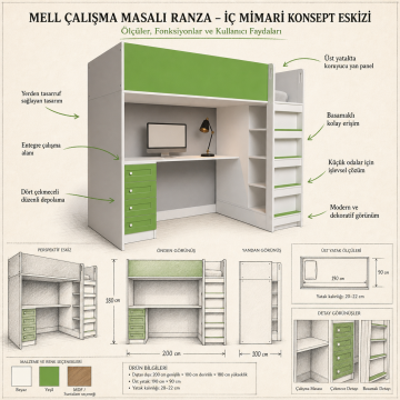 Mell Çalışma Masalı Ranza Membran Kapak