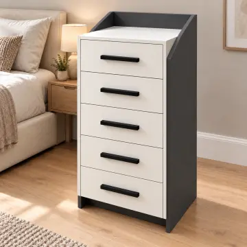 Yamaç 60 Beş Çekmeceli Dar Şifonyer Mdf - Antrasit Beyaz