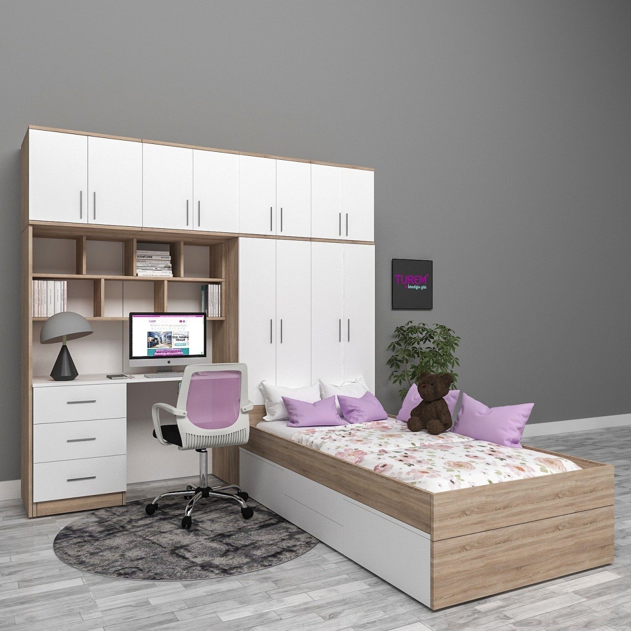 Montana 6 Dolaplı 3 Çekmeceli Çalışma Masalı Karyola