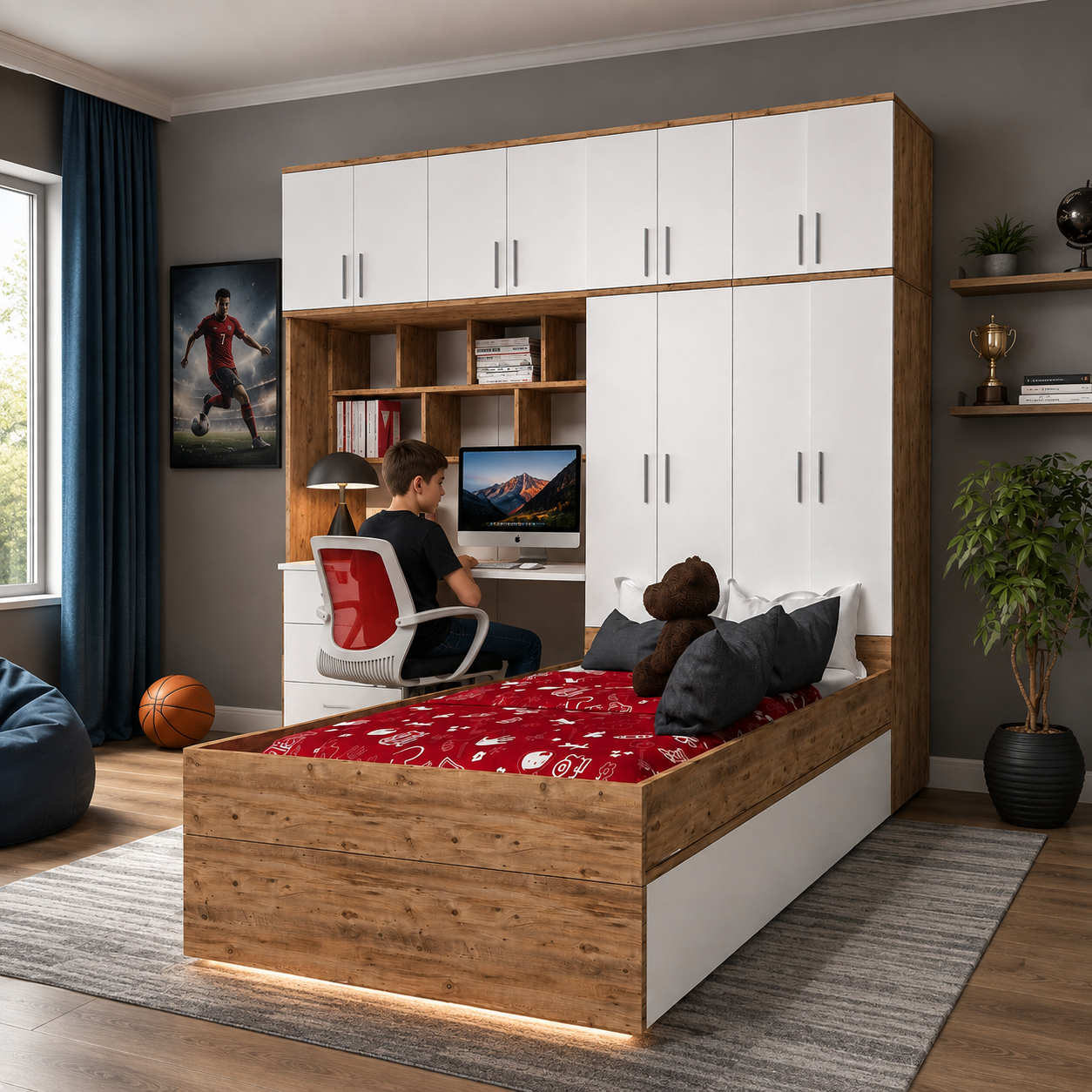 Montana 6 Dolaplı 3 Çekmeceli Çalışma Masalı Karyola