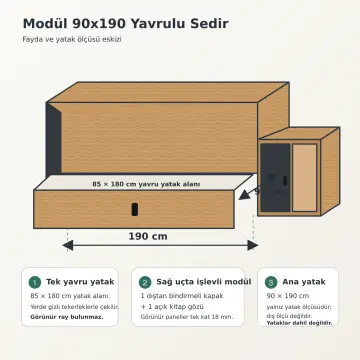 Modül 90x190 Yavrulu Sedir