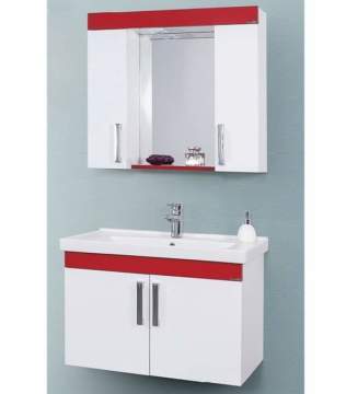80 cm mdf kırmızı banyo dolabı