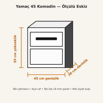 Yamaç 45 Tek Çekmeceli Raflı Komodin