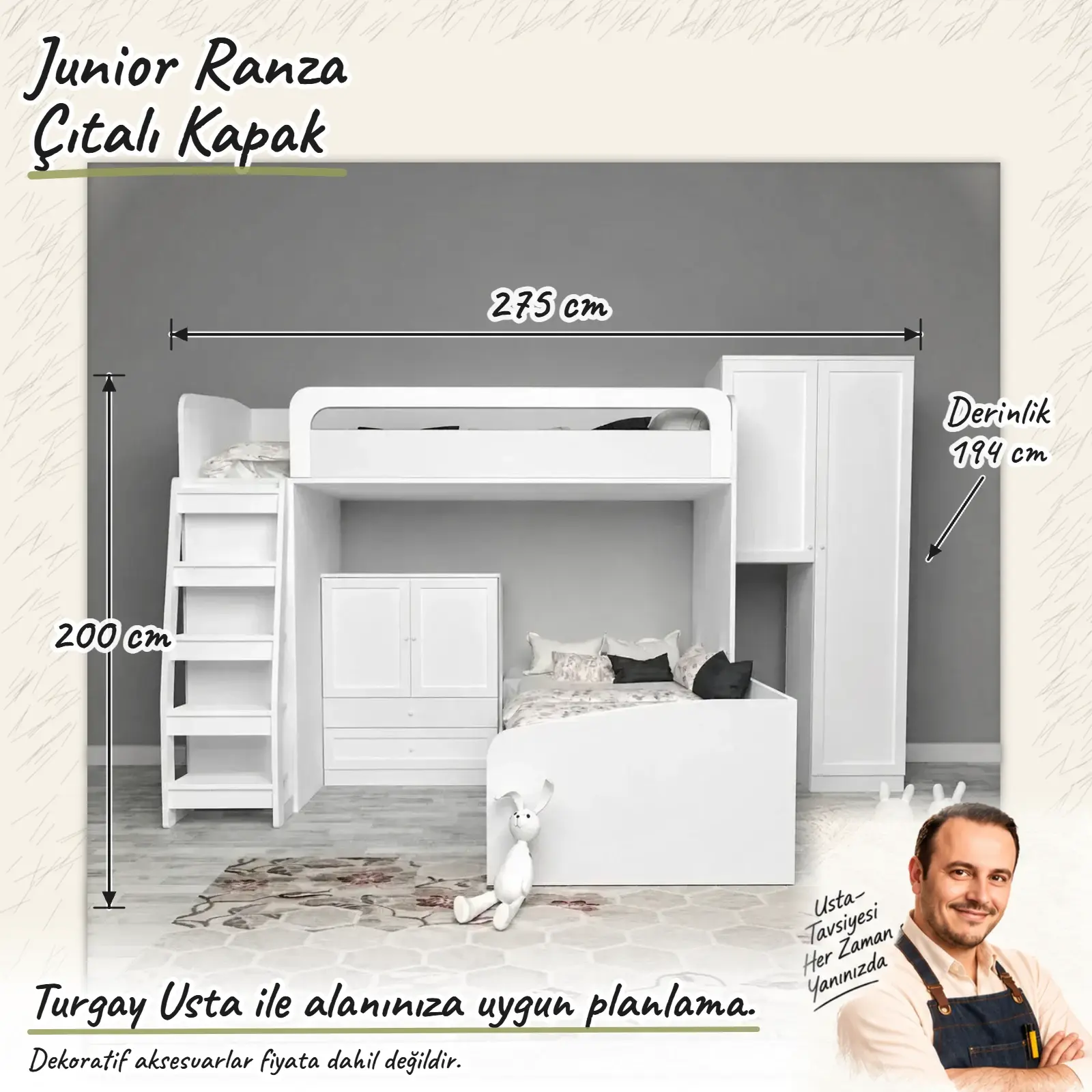 Junior Ranza Çıtalı Kapak Turgay Usta ölçülü eskiz