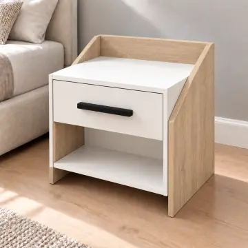 Yamaç 45 Tek Çekmeceli Raflı Komodin Mdf - Sonoma Beyaz