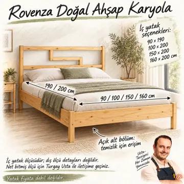 Rovenza Doğal Ahşap Karyola