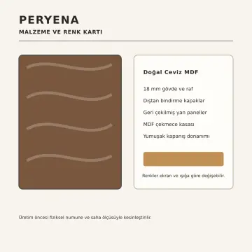Peryena Doğal Ceviz MDF İki Kademeli Altı Havalandırmalı Sebze Sepetli Paralel Mutfak Dolabı