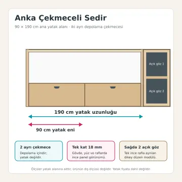 Anka 90x190 Çekmeceli Sedir