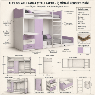 Ales Dolaplı Ranza Çıtalı Kapak