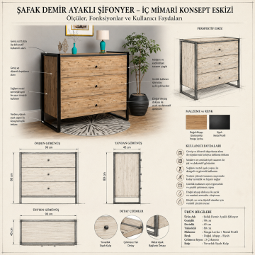 Şafak Demir Ayaklı Şifonyer