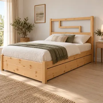 Rovenza Doğal Ahşap Yavrulu Karyola