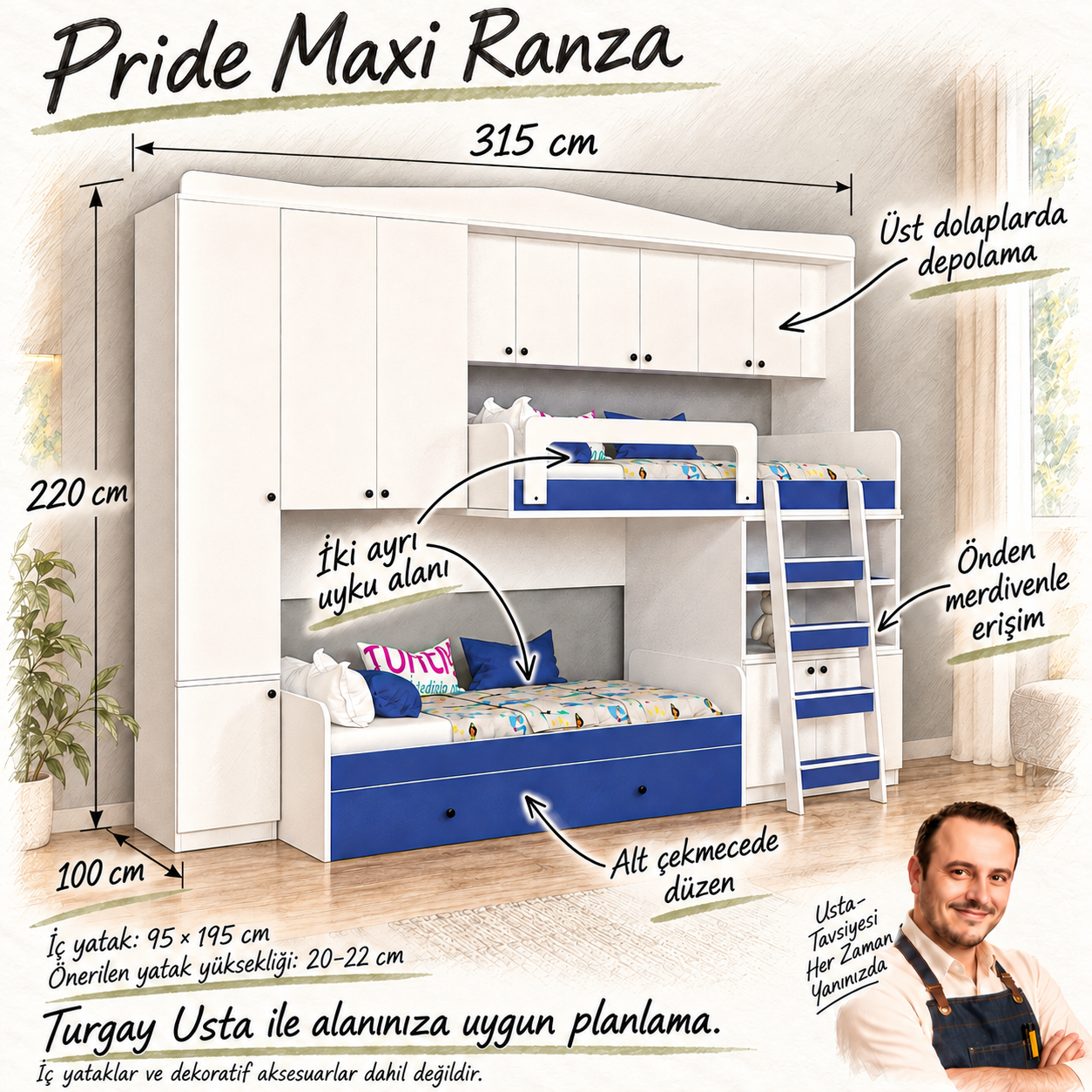 Pride Maxi Ranza Turgay Usta ölçü ve kullanım faydası eskizi